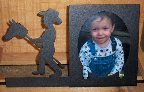 Little Boy with Stick Pony Picture Frame
